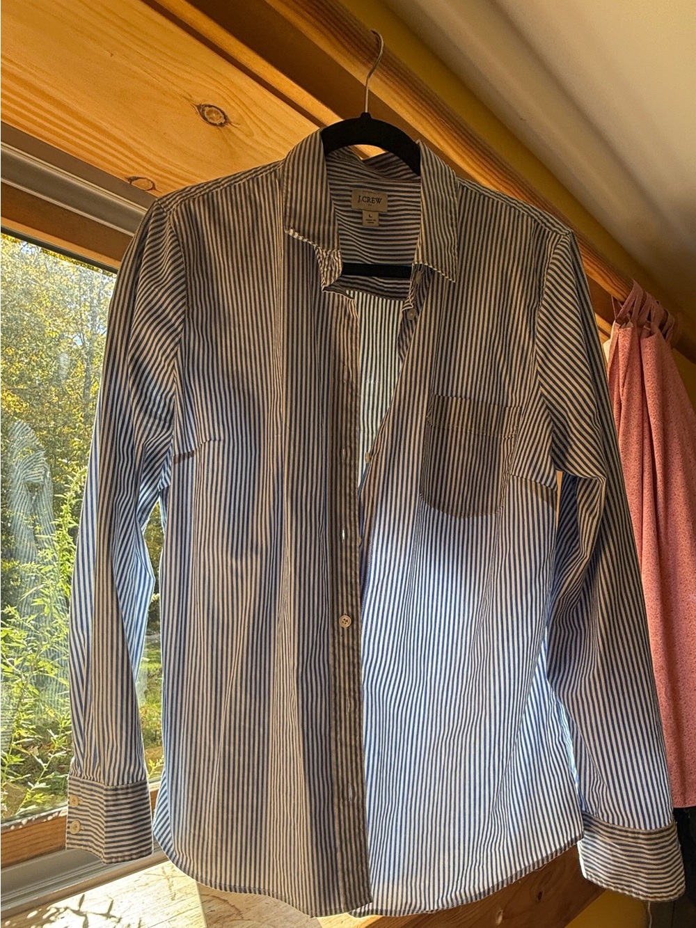 J. Crew Blue and White Striped Button-Down Shirt